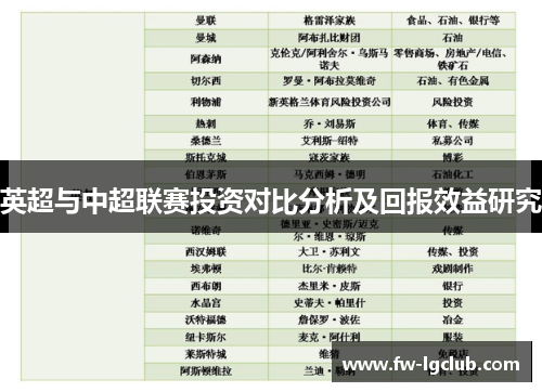 英超与中超联赛投资对比分析及回报效益研究